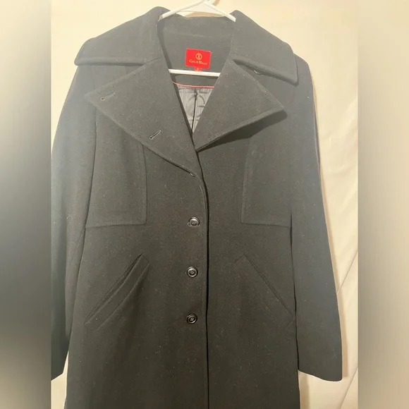 Cole Haan Elegant Black Women's Cashmere/Wool Blend Wide Lapels Coat Sz 6